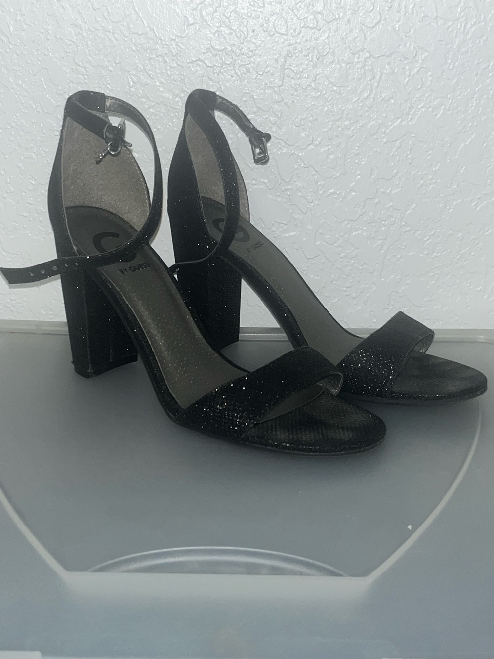 G by Guess Black Glittery Heels
